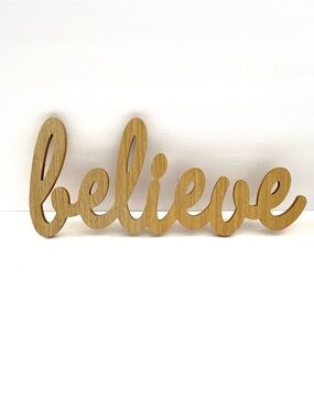 Unfinished Wood “Believe” Script Wall Decor Sign DIY Craft Blank 14.75” x 6”